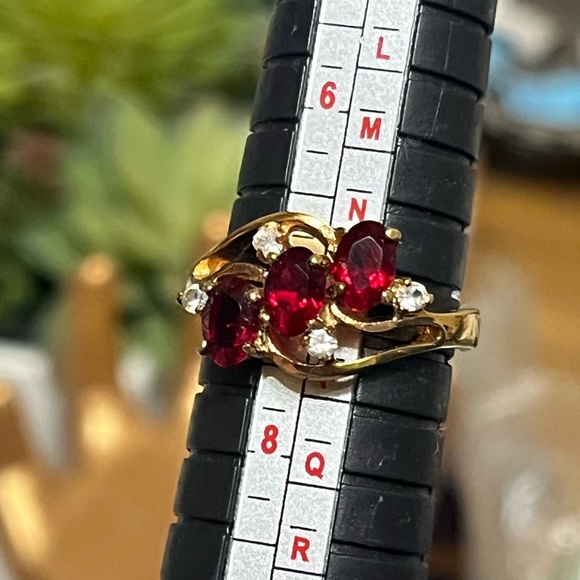 Triple Red Ruby Cocktail Ring - Picture 11 of 11